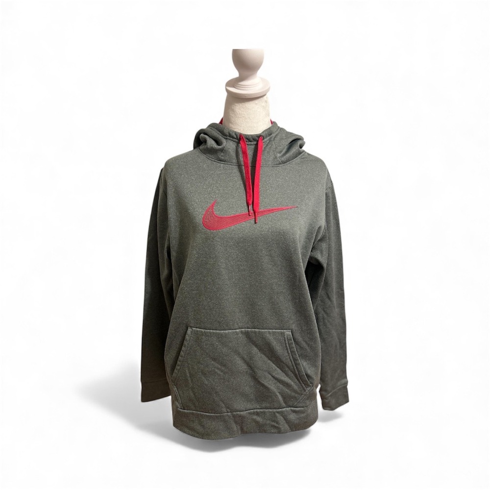 Nike Drifit ladies XL pink large swoosh gray hoodie pocket athletic‎